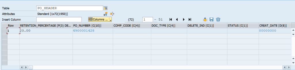 Purchase Order with Header level Retention Type 