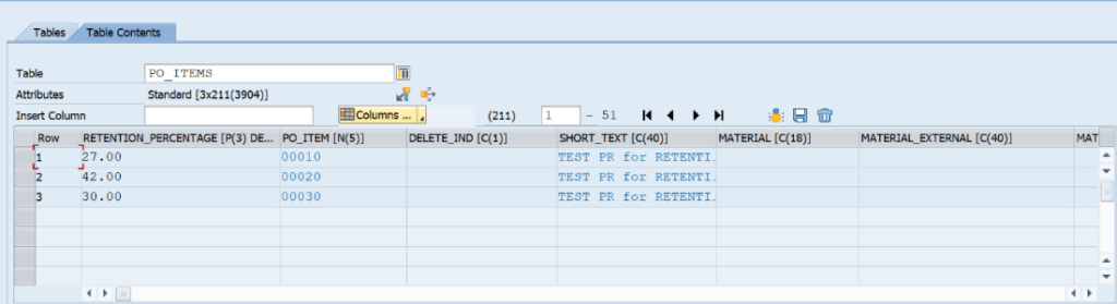 Purchase Order with Item level Retention Type 