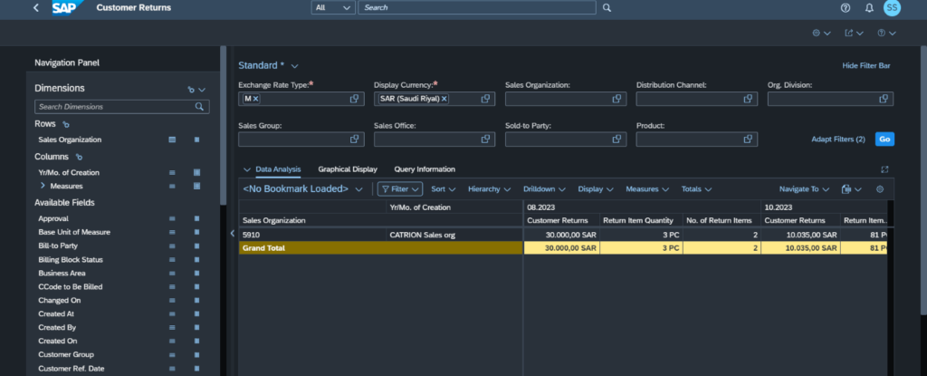 Customer Returns -flexible analysis 